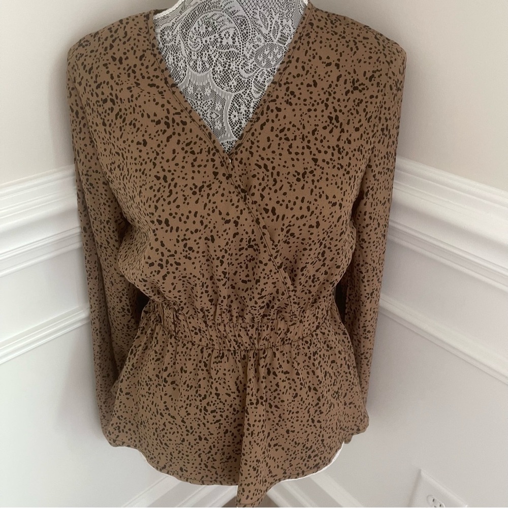 Shein Animal Print Long Sleeve Blouse Size S